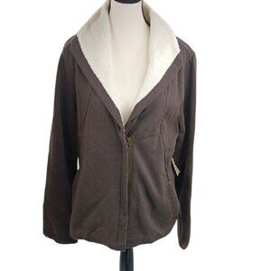 Coldwater Creek Teddy Jacket Womens Size M Brown Sherpa Collar Classic